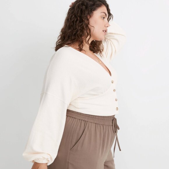 Madewell Deep-V Button-Front Crop Top - NWT! - Picture 3 of 8